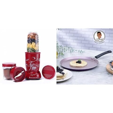 Wonderchef Nutri-blend Mixer, Grinder & Blender | Red and Wonderchef Valencia Dosa Tawa Purple, 28 cm