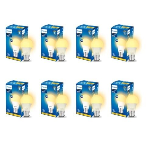 Philips 9-Watts B22 LED Warm White Bulb, Pack of 8