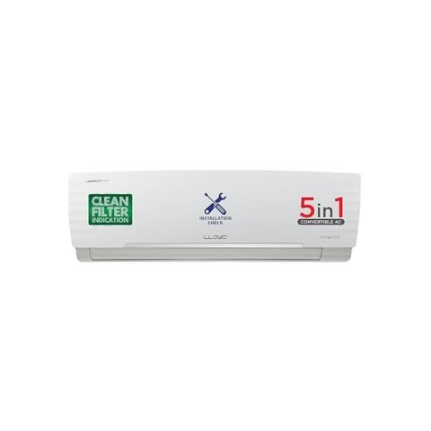 Lloyd 1.5 Ton 3 Star Inverter Split AC (5 in 1 Convertible, Copper, Anti-Viral + PM 2.5 Filter, 2023 Model, White with Chrome Deco Strip)