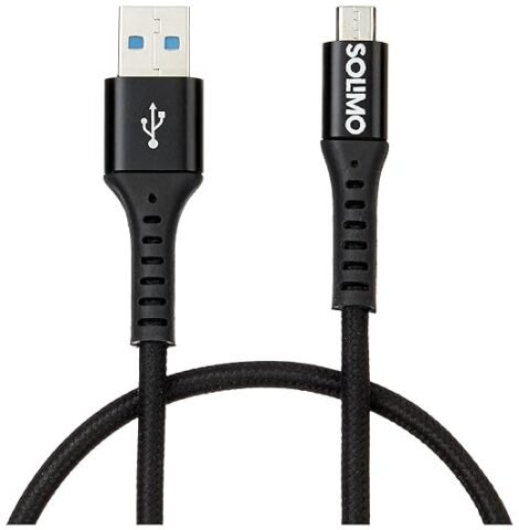 Amazon Brand – Solimo Fast Charging Braided Micro USB Data Cable (1 Meter, Black)