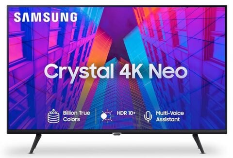 Samsung Crystal 4K Neo Series Ultra HD Smart LED TV UA43AUE65AKXXL (Black) – 43 inches, Supported Internet Services Netflix, Prime Video, Zee5, Oxygen Play, Eros Now, JioCinema, SonyLiv, Youtube, Hungama, Hotstar