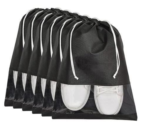 GLUN Shoe Organizer Sleeves Pack of 6 (Black)