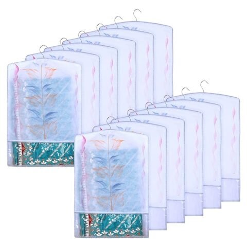 Kuber Industries Hanging Saree Cover – Pack of 12