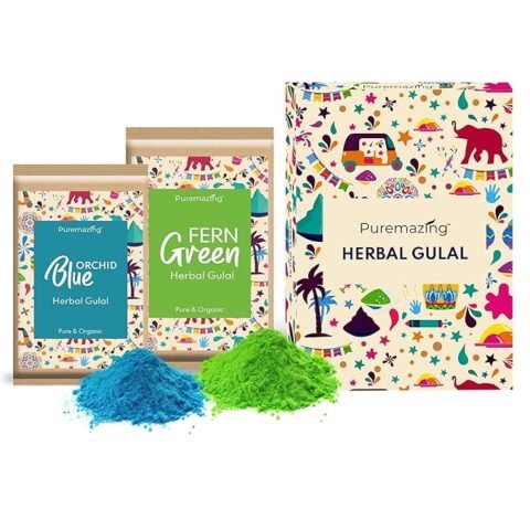 Puremazing by Imvelo Natural Herbal Holi Color Set (Blue & Green) – Pack of 2, 80 Grams