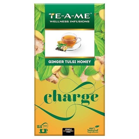 TE-A-ME Ginger Tulsi Honey Herbal Tisane, 25 Tea Bags