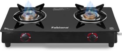 Fabiano 2 Burner With Toughened Glass ISI Marked & 2 Years Door Step Warranty Glass Manual Gas Stove