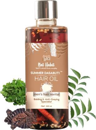 Nat Habit Men’s Revital Summer Dasabuti Hair Oil | 16 Herbs Heat Soaked | Castor, Coconut, Amla (200ml)