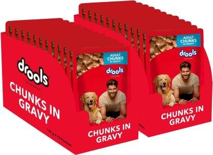 Drools Chunks in Gravy for Adult – Chicken Liver and Real Chicken 3.6 kg (24×0.15 kg) Wet Adult Dog Food