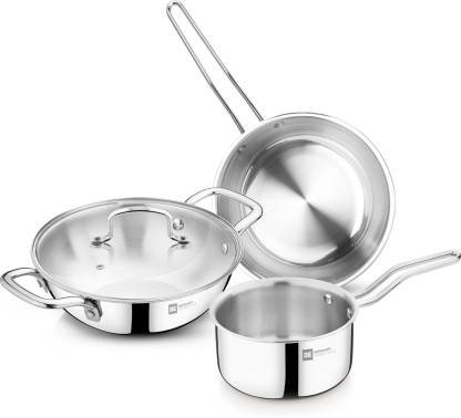 Bergner BE Bergner Essentials Triply Stainless Steel 4 Pcs Induction Bottom Cookware Set