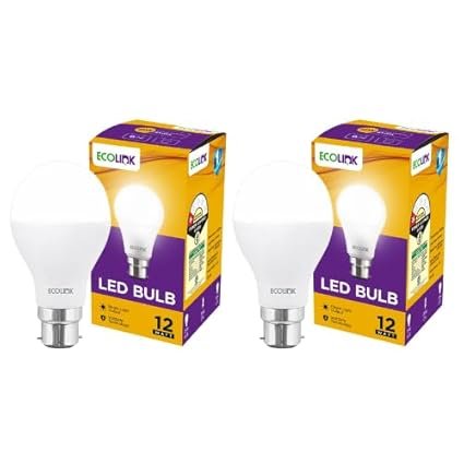 EcoLink 12 Watts Led Bulb | 12-Watt LED Bulb for Room & Home | Bulb Base: B22, Colour: Cool Day Light, Pack of 2