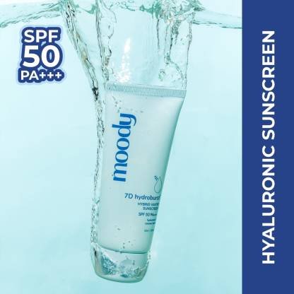 MOODY Sunscreen – SPF 50 PA+++ 7D Hydro Burst Hybrid Water Sunscreen, Hyaluronic & Coconut – SPF 50 PA