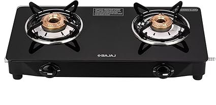 Bajaj UCX 2B Powder Coated Glasstop Gas Stove, 3 Burners, Black