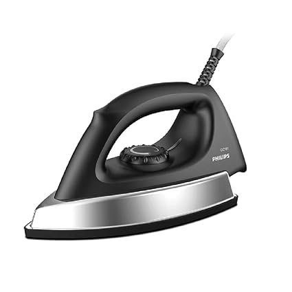 PHILIPS Stainless_Steel Heavyweight Dry Iron Gc181/8-1000 Watts Power, Black Non-Stick Soleplate, Ergonomic Grip