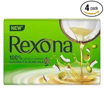 Rexona Coconut and Olive Oil Soap For Silky Smooth Skin, 4X100 g