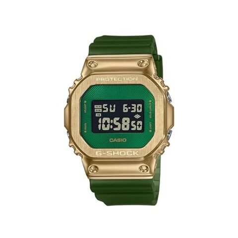 Casio G-Shock GM-5600CL-3DR Gold IP Green Digital Dial Translucent Green Resin Strap Men’s Watch Shock and 200M Water Resistant G1437