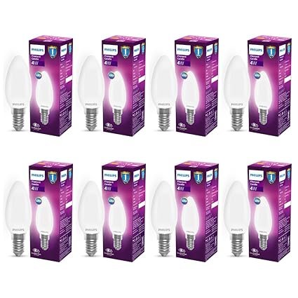 PHILIPS 4-watt Filament Candle LED Bulb | Diffused Candle Bulb For Home & Decoration | Bulb Base: E14, Cool White | Pack of 8