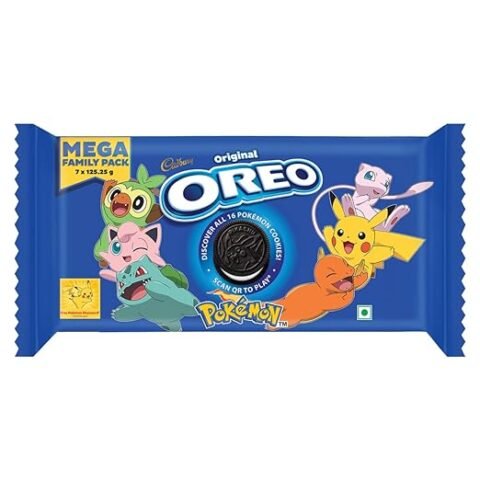 Cadbury Oreo Pokémon Vanilla Flavour Creme Sandwich Biscuit Mega Family Pack, 876.75 g
