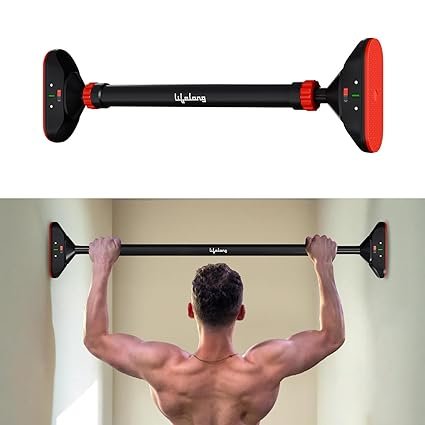 Lifelong Adjustable Pull-Up Bar for Home Gym | No Screws Hanging Bar, Adjustable Length (74-97cm), Doorway Chin-Up Bar, Gym Equipment for Men Workout, Strength Training, Weight Capacity (200kg)