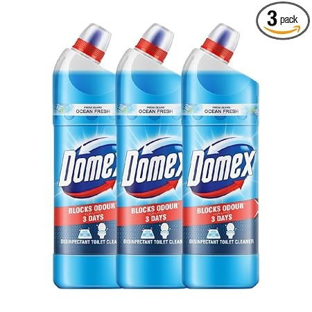 Domex Hemir Fresh Guard Disinfectant Toilet Cleaner Liquid, Ocean Fresh, 1 L | Pack Of 3, Freshness For 100 Flushes