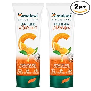 Himalaya Brightening Vitamin C Orange Face Wash | Brightening Face Cleanser | Remove Dull Skin | 100ml (Pack of 2)
