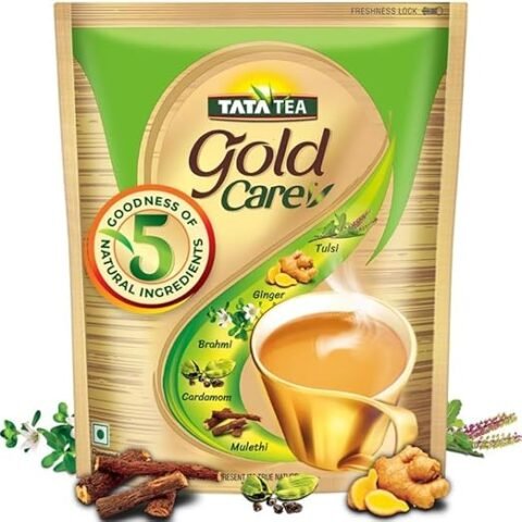 Tata Tea Gold Care, Rich in Taste, Goodness of Elaichi, Ginger, Tulsi, Brahmi & Mulethi, Black Tea, Loose Leaves, 1kg