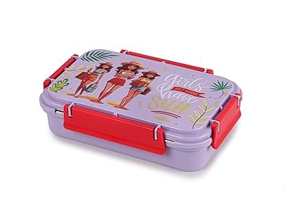 CELLO Delish Insulated Lunch Box, Violet | Inner Stainless Steel Compartment | Silicon Seal in The Lid with 4 Sided Click Locks | Ideal for College, Office, Outdoor Activities