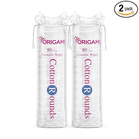 Origami Cotton Pads for Face Makeup Removal | Pre Makeup Cleansing | 80 Soft Round Pads – Pack of 2 (160 Pads)