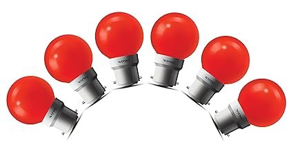 Wipro Safelite N10006 B22 0.5-Watt Led Night Lamp (Pack of 6, Red)