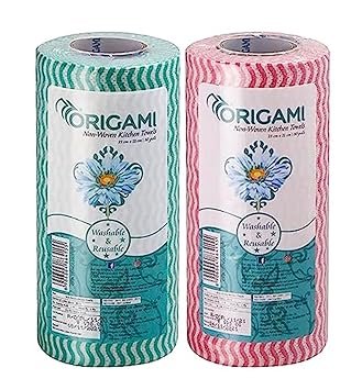 Origami So Soft Non-Woven Washable Kitchen Wipes – 2 Rolls – 80 Wipes Per Roll – Total 160 Wipes