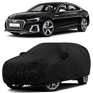 Sulfar 100% Water Resistant Car Body Cover Compatible with Mirror for Audi S5 (Triple Stitched, Full Bottom Elastic, Black)