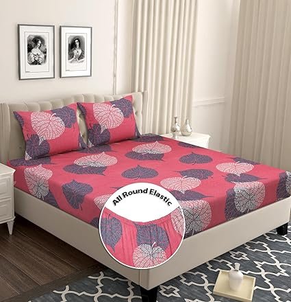 BSB HOME Premium Microfiber All Round Elastic Fitted Bedsheets for King Size Bed with 2 Pillow Covers