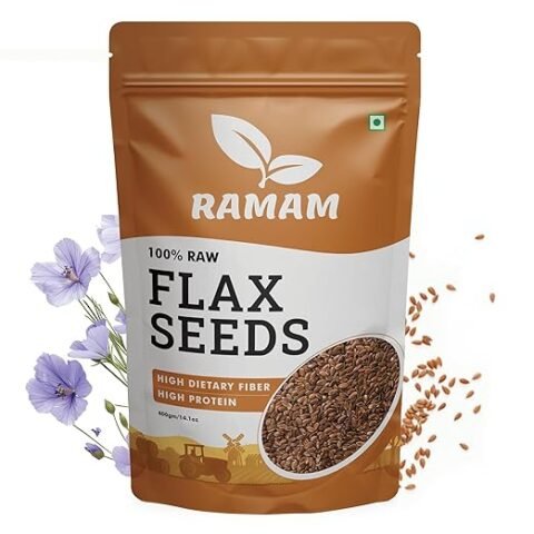New Ramam Flax Seeds 400gm | Natural Raw Flax Seeds for Eating | High Dietary Fiber | Rich in Magnesium | Helps in Manage Blood Sugar Levels & Heart Health | Helps in Hair Growth | Alsi Seeds- 400gm