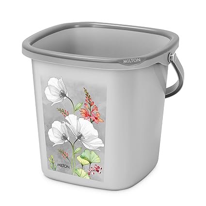 Milton Swish Square Plastic Bucket with Handle, 23 litres, Grey