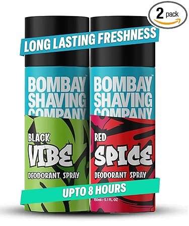 Bombay Shaving Company Body Spray for Men, 150ml each (Pack of 2) – Red Spice and Black Vibe