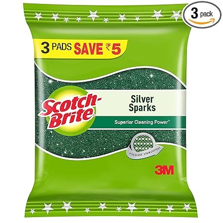 Scotch-Brite Silver Sparks Scrub Pad, 3 Pieces
