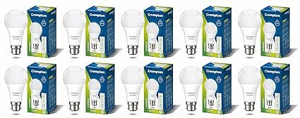 Crompton Dyna Ray 12W Round B22 LED Cool Day Light Pack of 10