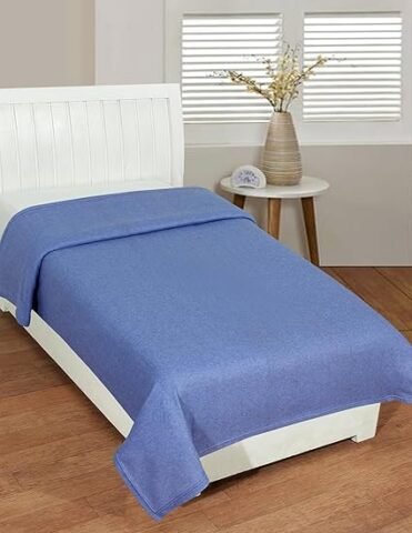 Dream Living Woolen Blanket Warm and Super Soft Single Bed Blankets for All Season Multipurpose Polar Fleece/Summer AC Blanket/Single Bed Blanket/Light Weight Blanket (Blue, Pack of 2)