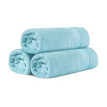 Himeya Bamboo Bath Towel|600 GSM|3 Piece Bamboo Towel for Men/Women | 100% Cotton| 70 cms x 140 cms | Ice Burst – Pack of 3