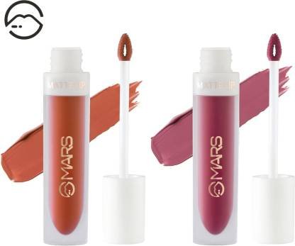 MARS Liquid Lipstick Combo Pack, Matte Finish Bold Look, Long-lasting & Smudge-proof (Electra Orange + I Will Be Damned, 9 ml)