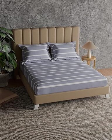 Himeya 100% Cotton 144 TC Bedsheet | Double Size Bedsheet – Denim Corner (Candy Stripe)