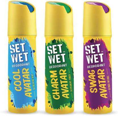 SET WET Cool, Charm and Swag Avatar Deodorant Spray – For Men (450 ml, Pack of 3)