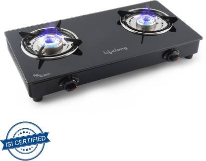 Lifelong LLGS118 ISI Certified Glass Manual Gas Stove (2 Burners)