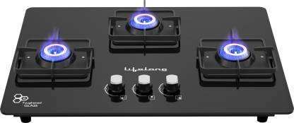 Lifelong Ember LLHT933 Hob Top with Battery Operated Ignition Glass Automatic Hob (3 Burners)