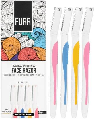 FURR By Pee Safe Facial Razor For Women | For An Effortless & Safe Shave Experience | Each Can Be Used Up to 5 Times (Pack of 4)