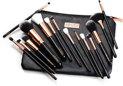 MINARA Makeup Brush Applicator Set of 15 with Premium Leather Pouch (Pack of 15)