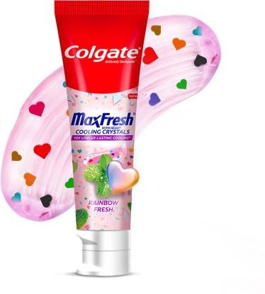 Colgate MaxFresh Rainbow Fresh Gel paste with Heart Shaped Crystals, Triple Mint Flavour Toothpaste (100 g)