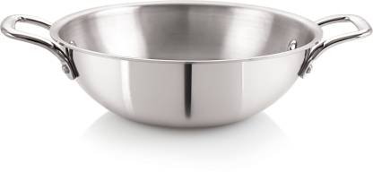 iVBOX ® Platina Induction Bottom Triply Steel Kadai Kadhai
