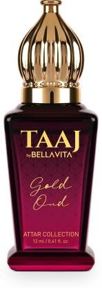 Bellavita TAAJ Gold Oud Attar | Unisex Non-Alcoholic Roll-On Attar | With Rose & Oud Notes | Floral Attar (Oud (agarwood))