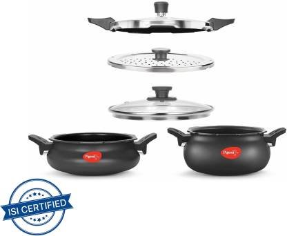 Pigeon by Stovekraft Super Combo and 3 L, 5 L Outer Lid Induction Bottom Pressure Cooker (Hard Anodized)