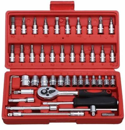 Shdav High Quality 46pcs 1/4-Inch Socket Set Tool Ratchet Torque Wrench Combo Tools Kit Car Repair Tools Set